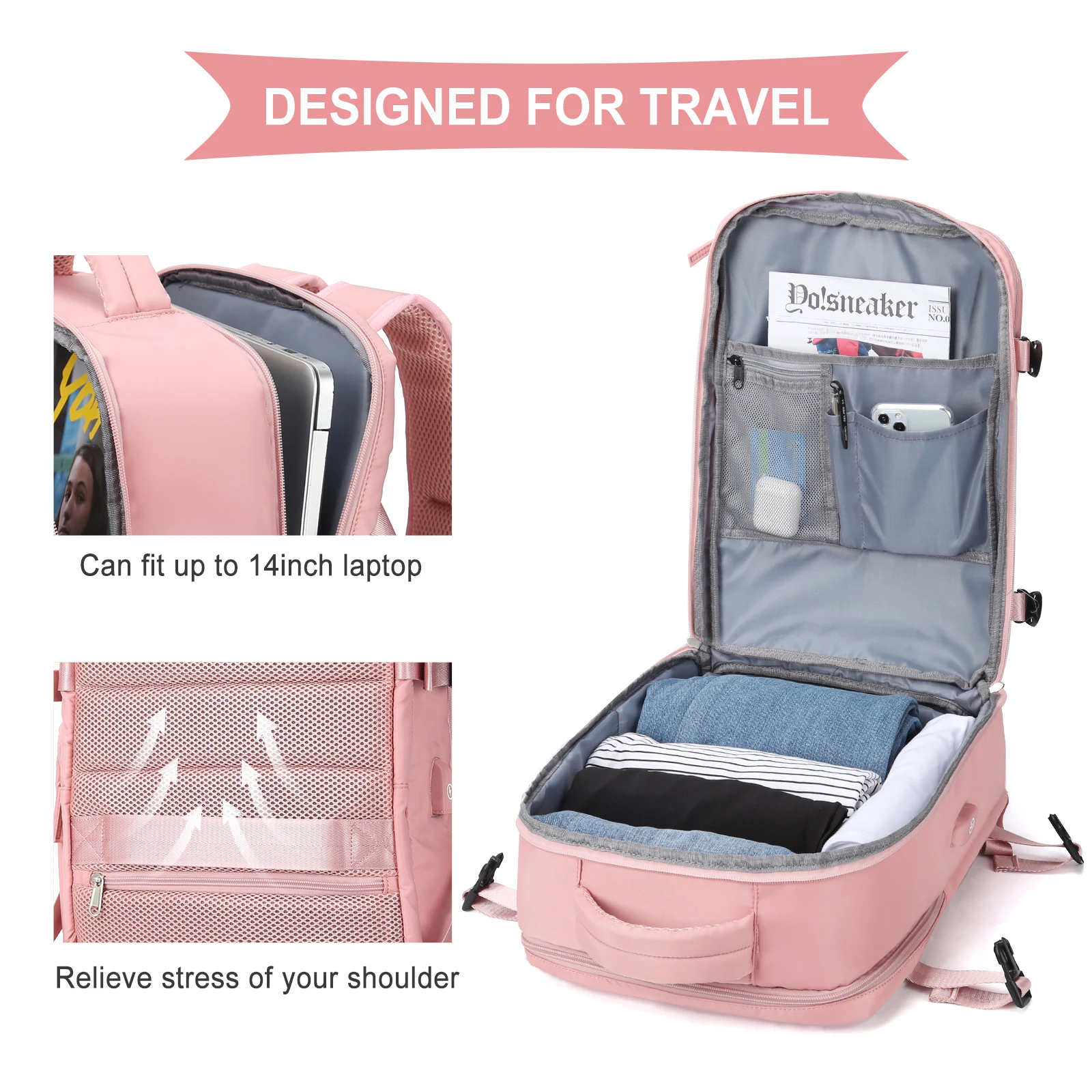 Wizzair Hand Luggage 40x30x20 Travel Backpack Cabin Bag Casual Bussiness Carry on Luggage Laptop Backpack for Women, Hiking Bags