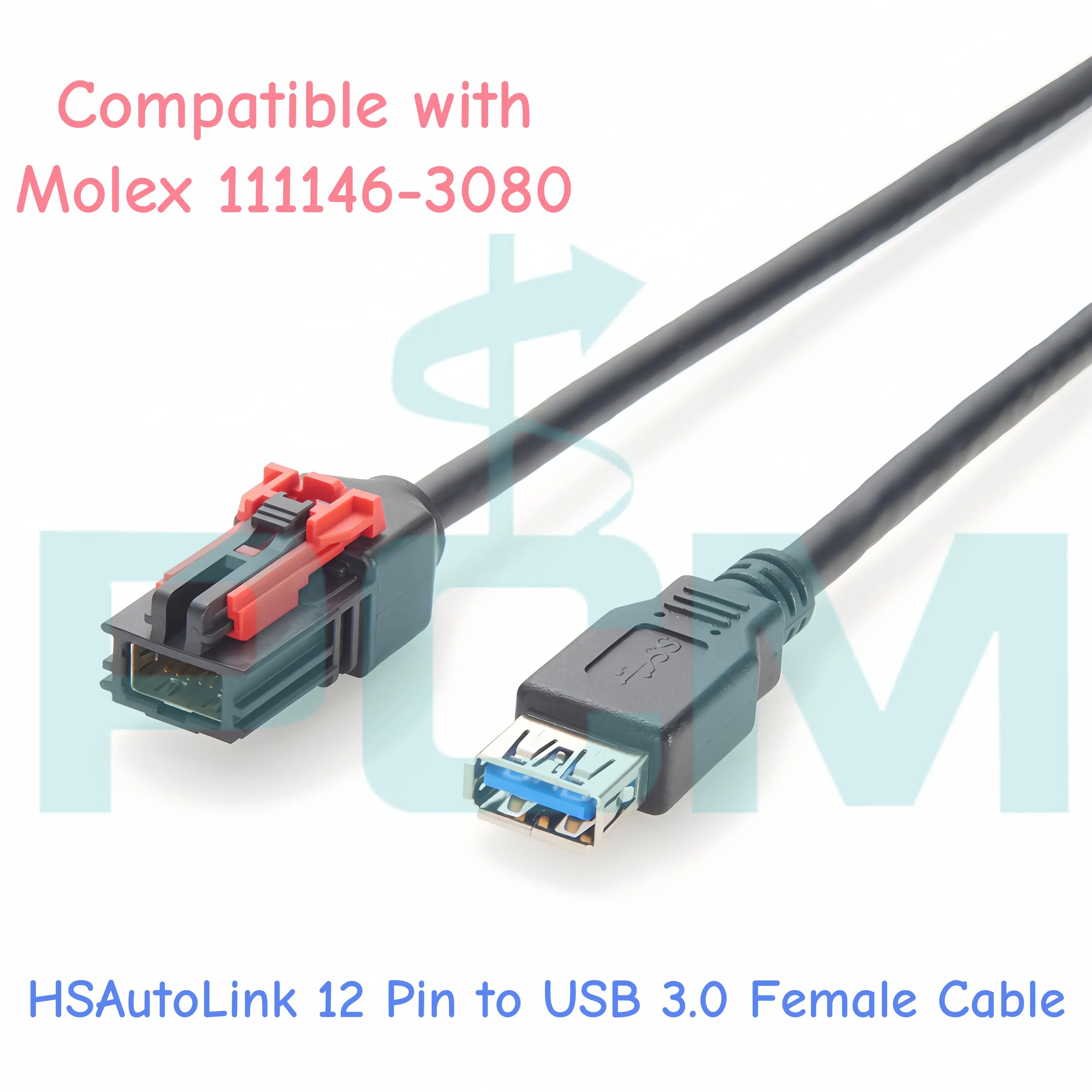 HSAutoLink-Kabelbaugruppe HSAL2 12-poliger Stecker auf USB 3.0-Buchse, Hochgeschwindigkeits-Datenübertragungskabel, kompatibel mit Molex 111146-3080 – Detail 1