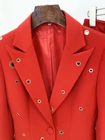 HIGH STREET 2026 FW Designer Fashion Runway Suit Set Ladies Slim Fit Single Button Rivet Gromet Blazer Jacket Pants Suit - Image 4