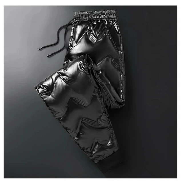 Shiny Quilted Skinny Sweatpants Trousers 12