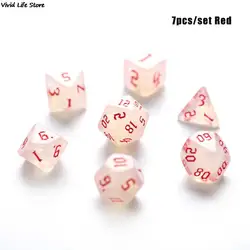 Enchanting Iridescent Glitter Polyhedral Dice Set (Red)