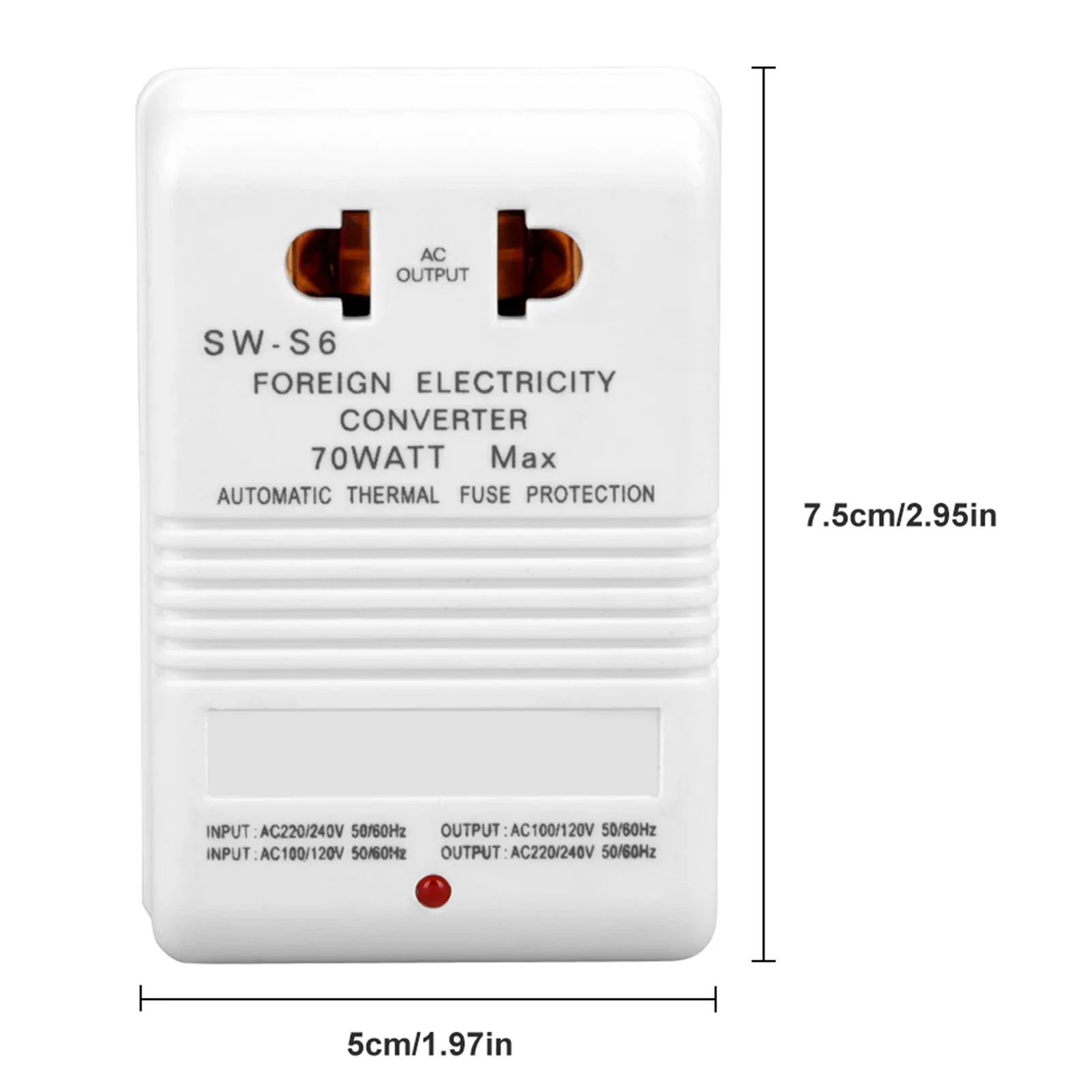 Universal Voltage Converter Transformer with CN Standard Plug, 70W Step-Up & Step-Down Capability