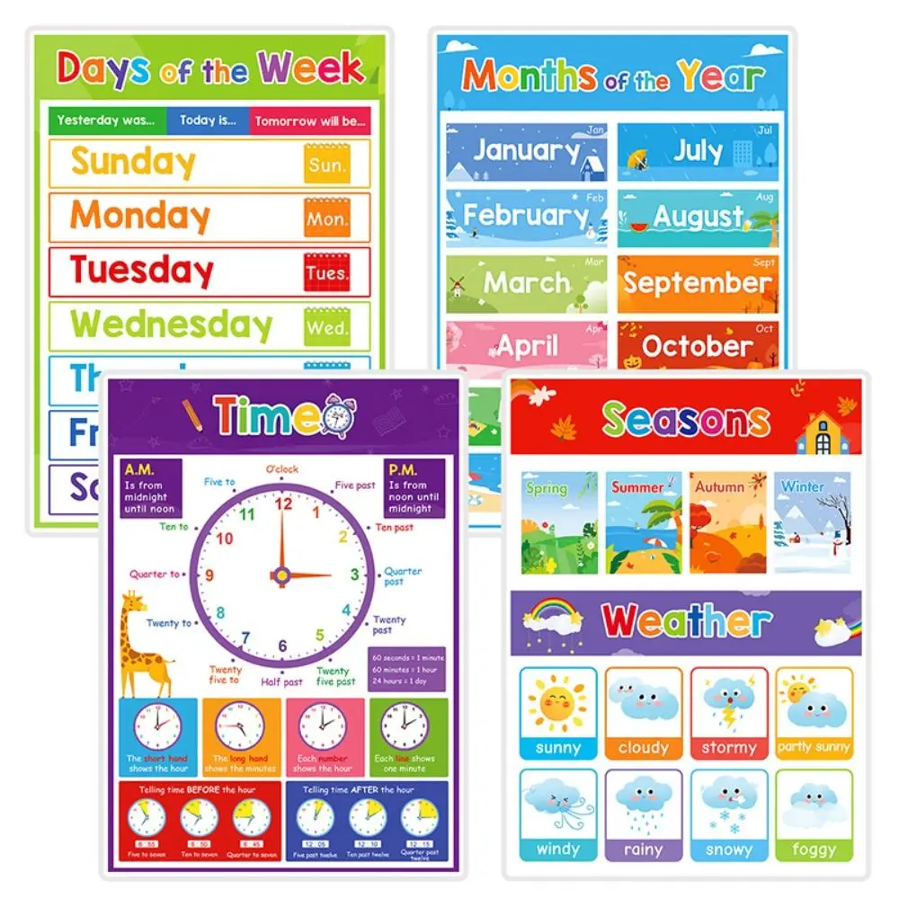 Addition Subtraction Math Posters Elementary School Manipulatives Time Charts Practical Durable Learning Toy Students