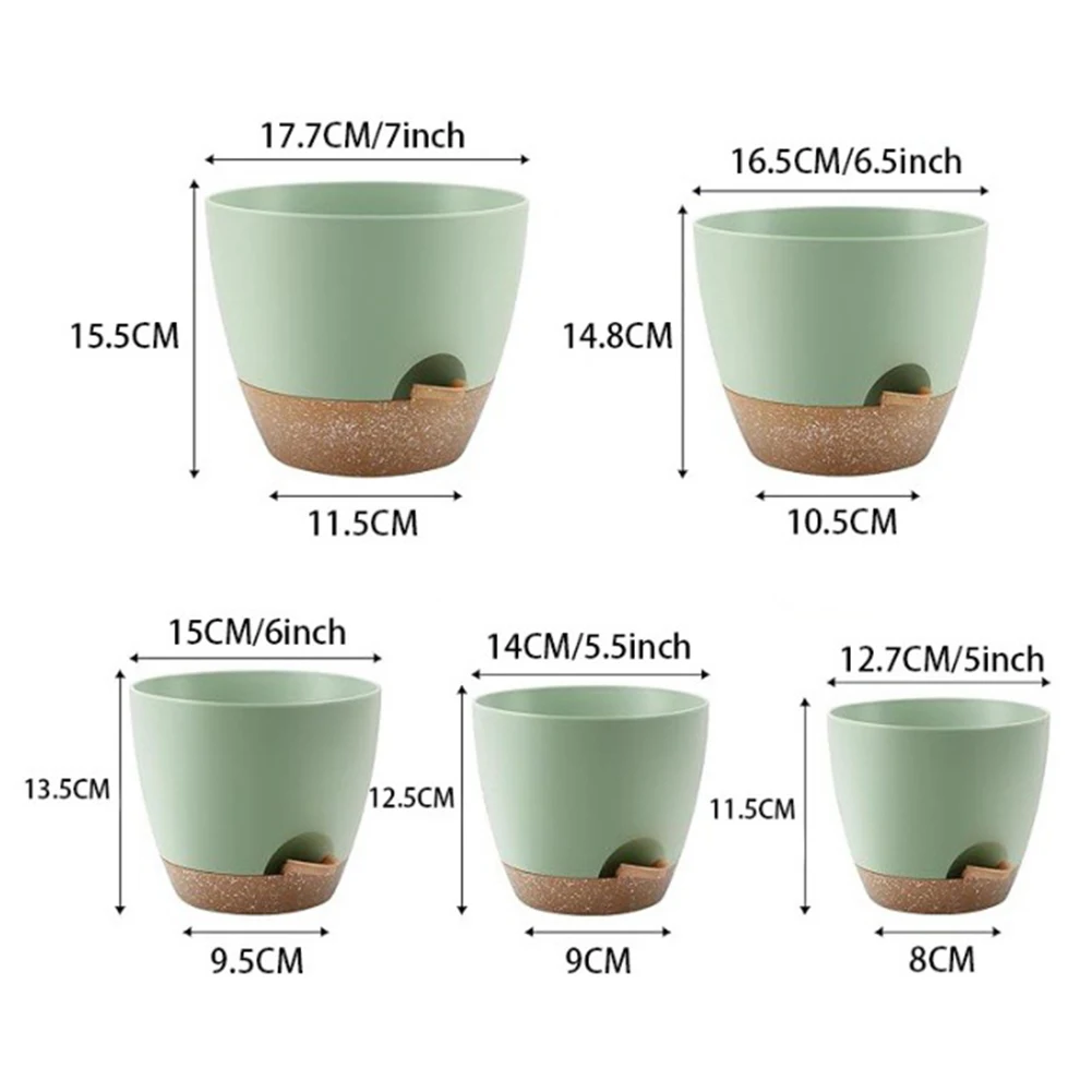5Pcs Convenient Plant Pots with Drainage Hole Creative Plastic Planters Wear Resist Self Draining Pots for Indoor Outdoor Plants