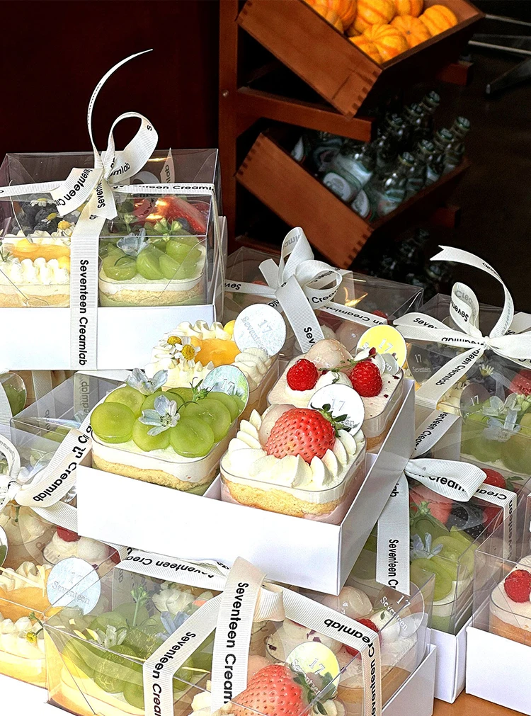 Four by Six by Nine Grid Transparent Cake Box Dessert Pastry Container for Afternoon Te... - SKU GTCB1002 - UGI Packaging