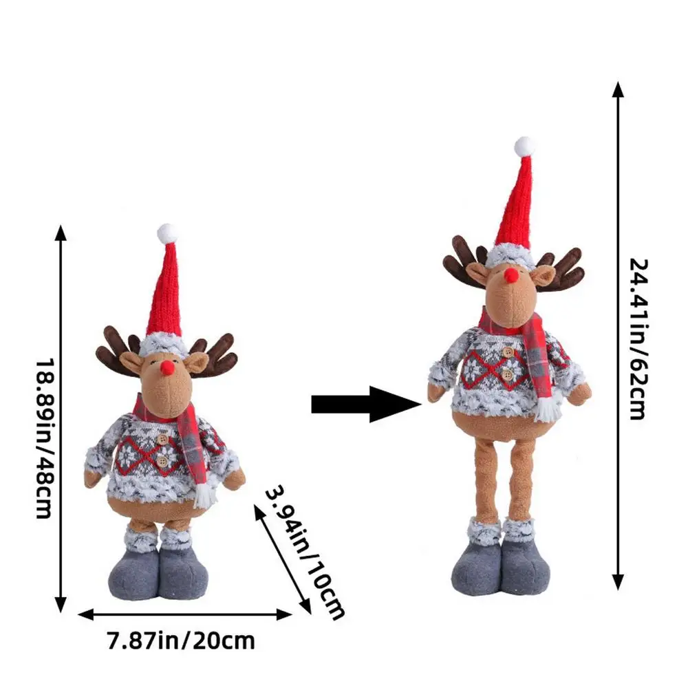 thumbnail image 1 of Muñeco de nieve telescópico de Navidad para decoración de mesa, muñeco de peluche, reno de Papá Noel, de pie, con patas largas, 1 of 5