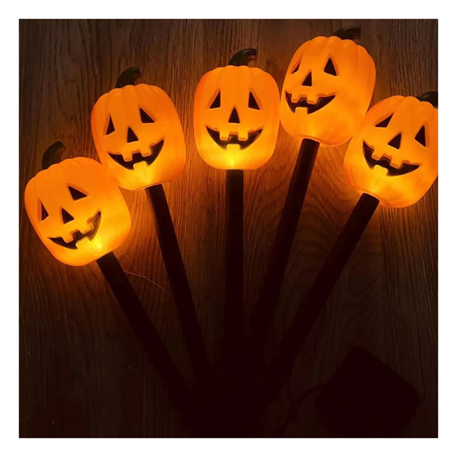 

Halloween Pumpkin Yard Stakes Solar Lighted 3D Pumpkins 5 Lights for 1 Set Stakes for Garden Pathway Yard Decor