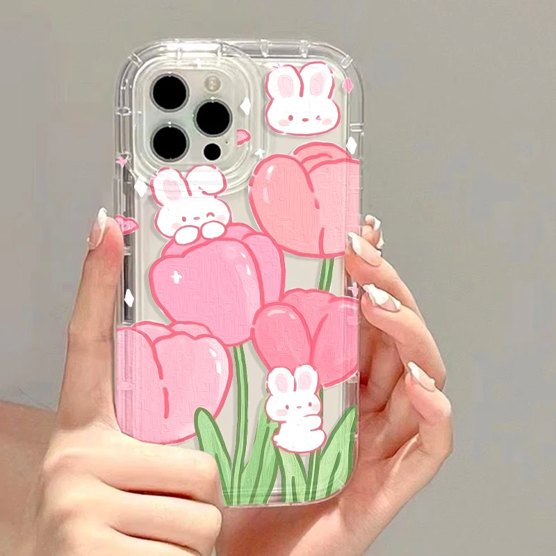 Rabbit Flower Phone Case For Samsung A55 5G Case S24 Ultra A54 A34 A33 A53 A52 A32 A14 A71 A24 A13 A12 A15 S22 S21 S23 FE Cover 3