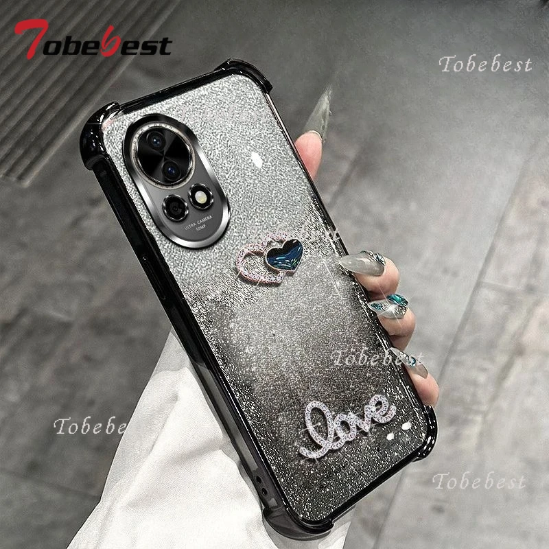 3D Love Shockproof Glitter Plating Silicone Phone Case