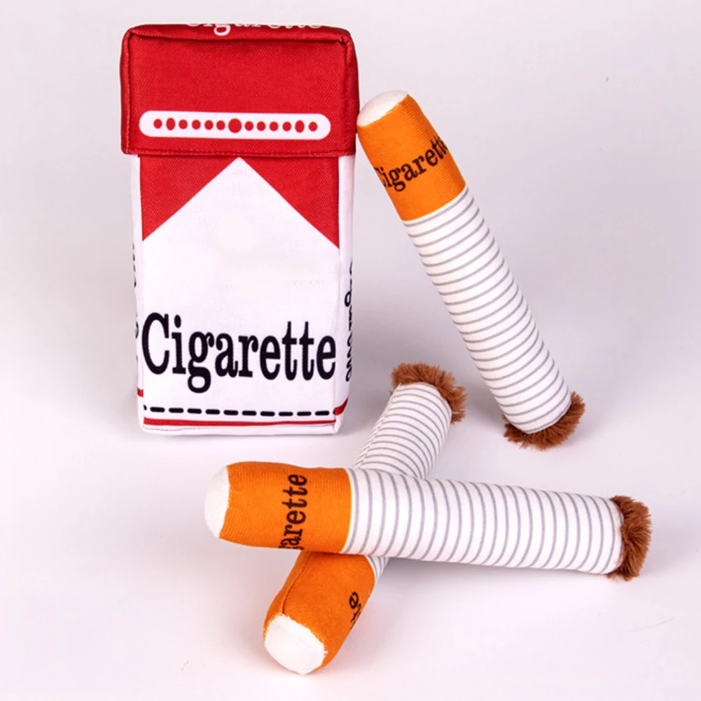 Funny Cigarettes Dog Toy Imitation Cigar Chew Toy Interactive Plush Dog Chew Toy Funny Stuffed Dog Toys Novelty for Chewing 3
