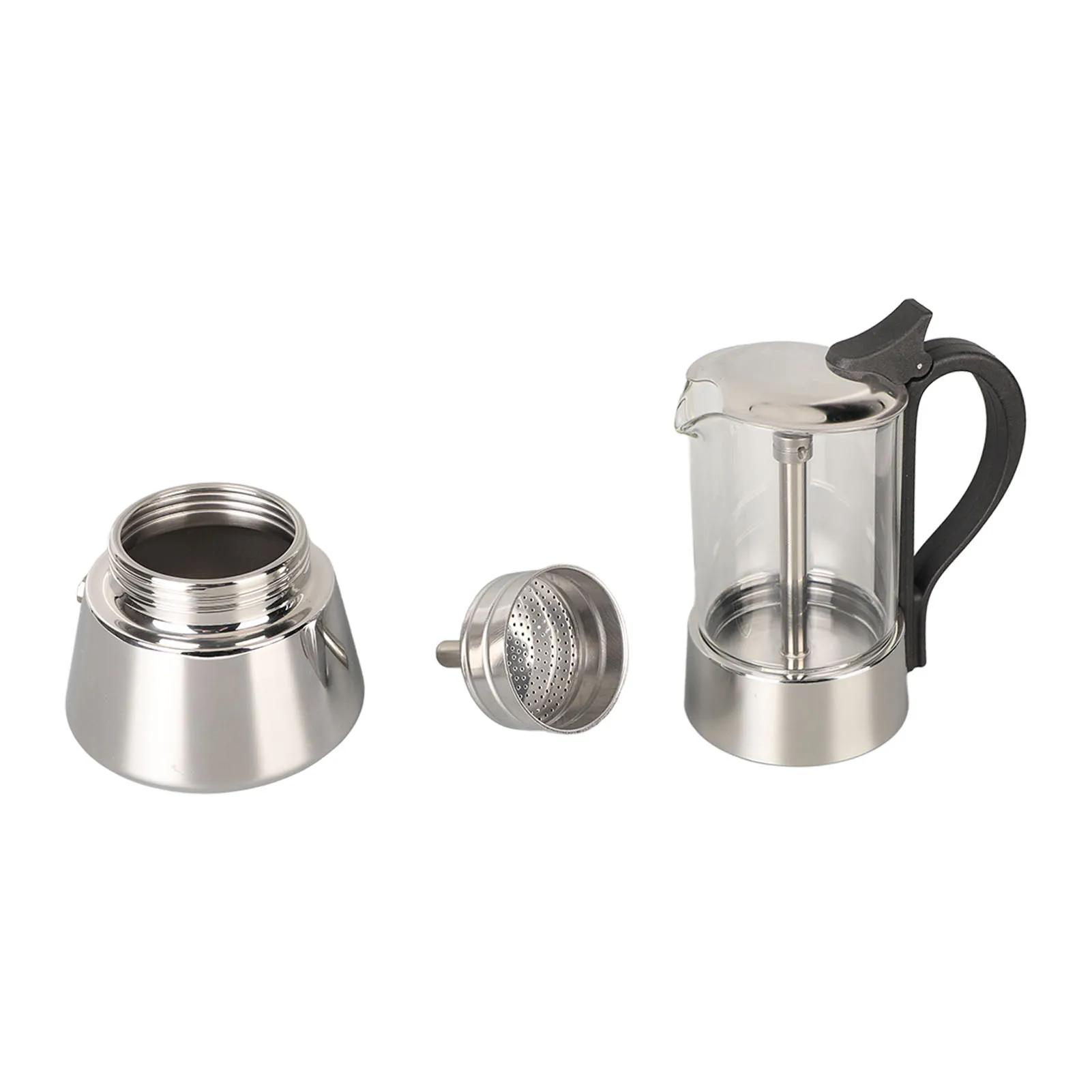 Stovetop Espresso Maker, Crystal Glass-top & Stainless Steel Espresso Moka  Pot,C