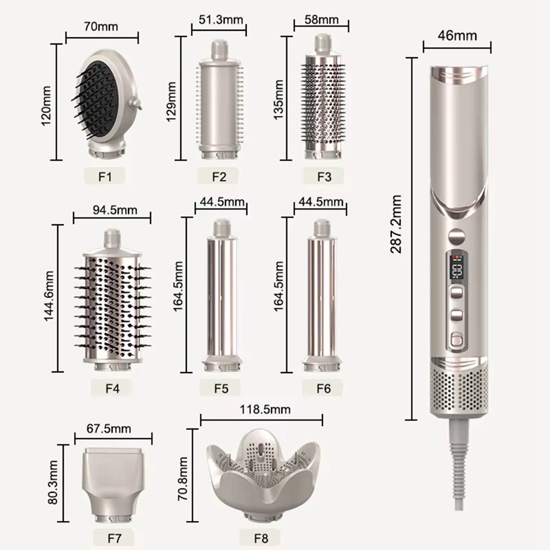 8 in 1 Folding Hair Dryer Negative Ion Home Hot Air Comb Set Wind Salon Hairdressing Tools Professional Hair Dryer 6