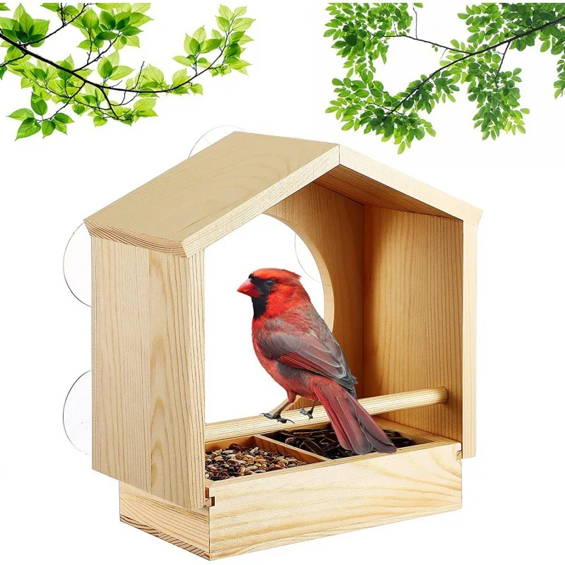 

Wooden Window Bird Feeder Outdoor Window Bird House Installation Bird Feeder Wooden Perspective Bird Feeder Habitat