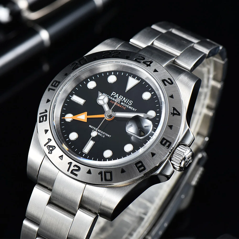 Parnis 40mm Automatic Mechanical Sapphire Glass Men GMT