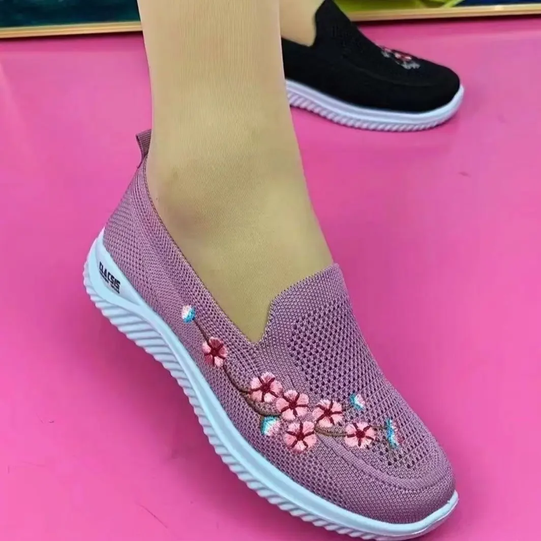 Women Sneakers Mesh Breathable Floral Comfort Mother Shoes Soft Solid Color Fashion Female Footwear Lightweight Zapatos De Mujer 3