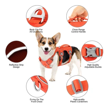Nylon Pet Dog Harness Reflective Dog Harnesses Durable Vest With Handle Adjustable for Small Medium Large Dogs Bulldog Walking 5