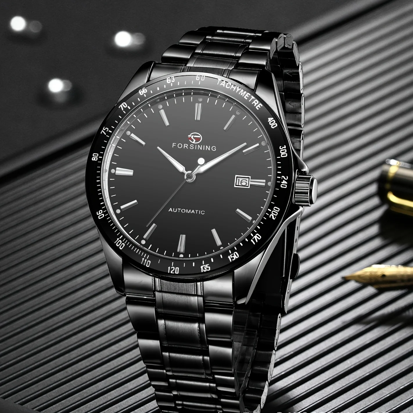 Orologio meccanico automatico di lusso per uomo - Cinturino in acciaio inossidabile, telaio ritagliato, elegante cassa in acciaio inossidabile, regalo perfetto per lui, Business C_voghion.com