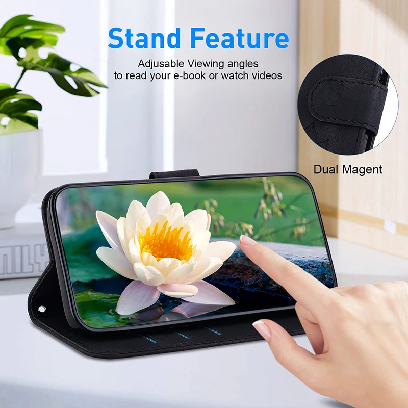 Genuine Leather Phone Wallet Case with Lanyard Attachment