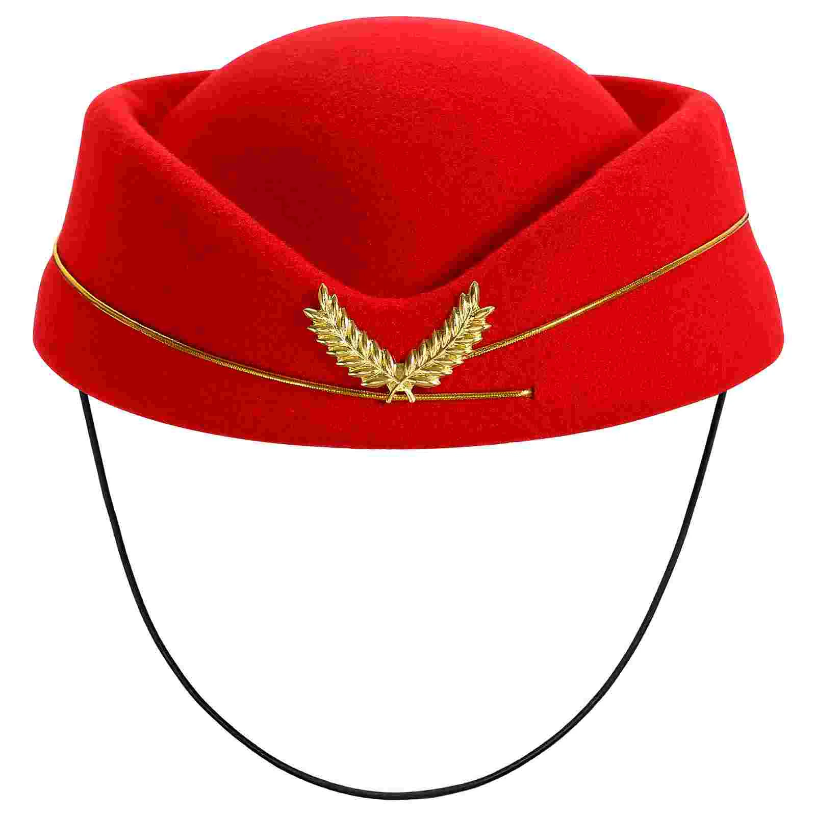 

Airline Stewardess Hat Stage Performance Hat Flight Attendant Hat Stewardess Cosplay Accessory Red