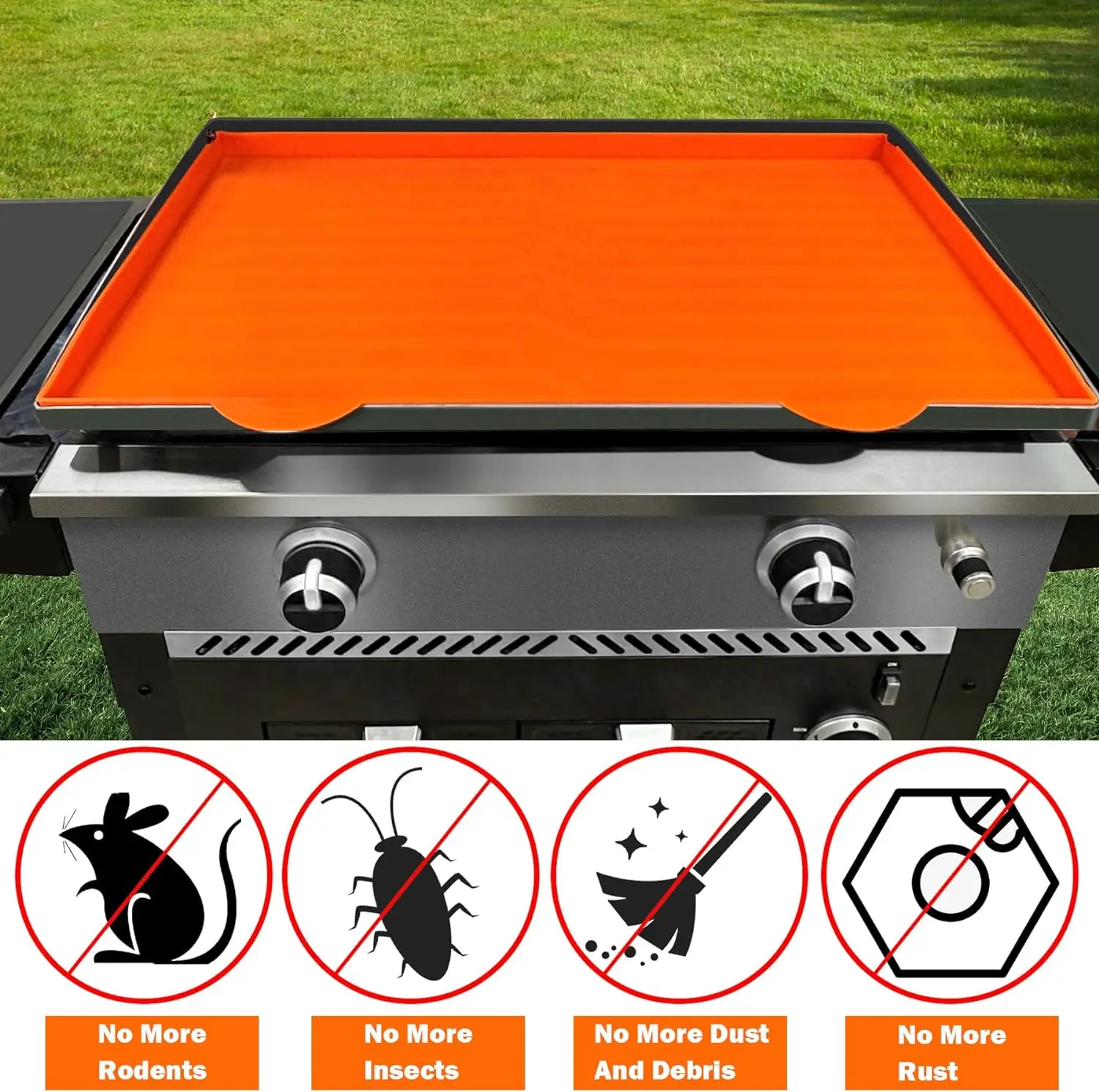 36Inch Silicone Griddle Mat for Blackstone Griddle, Heavy Duty Food Grade Silicone Mat, Protect Griddle, Protective Cover Orange 2