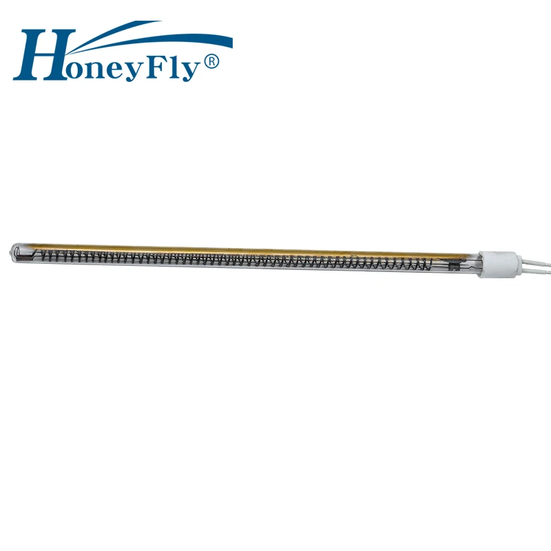 HoneyFly 10pcs Customized Half Plated IR Carbon Lamp Single Ended 400-1500W 300-1000mm 220V Gold Heater Tube Quartz Lamp Drying