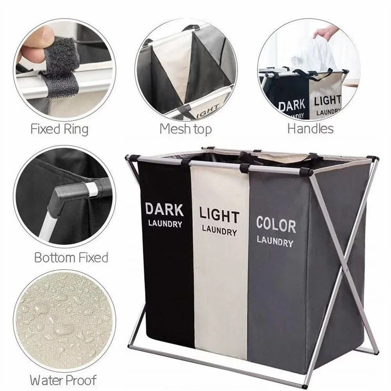 Dirty Clothes Laundry Basket Storing Waterproof Oxford Storage Bags Portable Foldable Clothing Toy Household Organizer 1/3 Grids