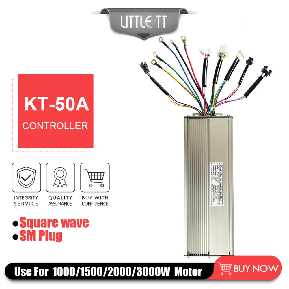 

Durable KT Controller Square 25A 50±2A Brushless Motor Ebike For 3000W KT-50A Square Controller With Light Line