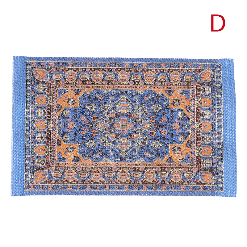1Pc 1:12 Dollhouse Miniature Floor Rug Mat Turkish Woven Cover Carpet Model Bedroom Living Room Decor Toy Doll House Accessories