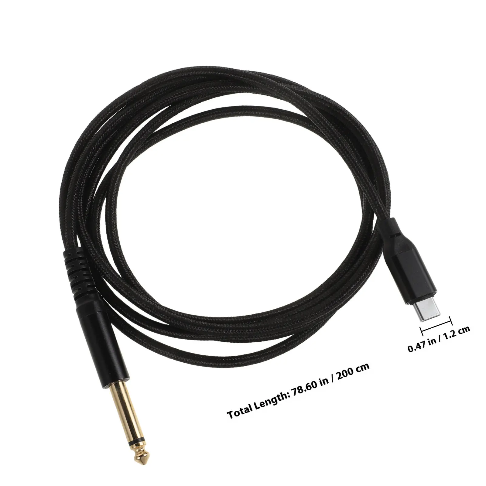 USB Type-C 6.35mm 일렉트릭 기타 베이스 악기용 오디오 케이블 내장 칩 구리 코어 안정적인 클리어 사운드 휴대용