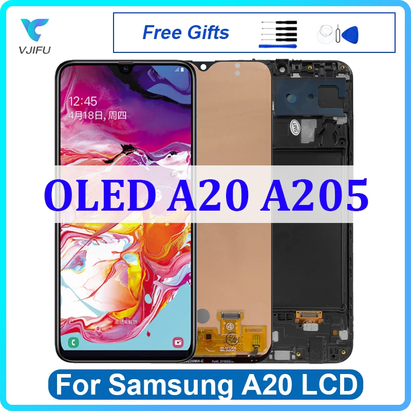 

6.4" AMOLED Screen For Samsung Galaxy A20 A205 LCD Display A205G A205F A205GN A205FN/DS Touch Screen Digitizer Assembly Replace