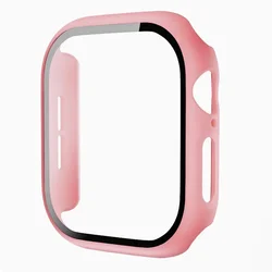 Apple Watch Series 10 Tempered Glass Screen Protector with Matte Hard Case Bumper - Series 10 42mm (Rouge powder 7)
