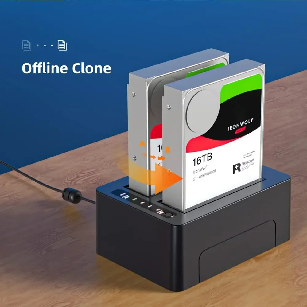 MAIWO 2 베이 3.5 인치 하드 드라이브 도킹 스테이션, USB 3.0-SATA HDD 도킹 스테이션, 2.5 3.5 인치 하드 드라이브 도크, 클론 포함