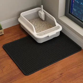 Anti-Slip Double-Layer Honeycomb Cat Litter Mat Waterproof EVA Material for Cat Durable Litter Box Floor Protector Easy To Clean
