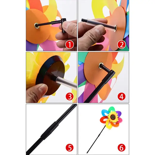 Színes Koszorú Napfényes Szélmalom Szélfutó Vízálló Kültéri Kerti Dekorációs Hely Elrendezés Pinwheels Chlidren Ajándékok - Image 5