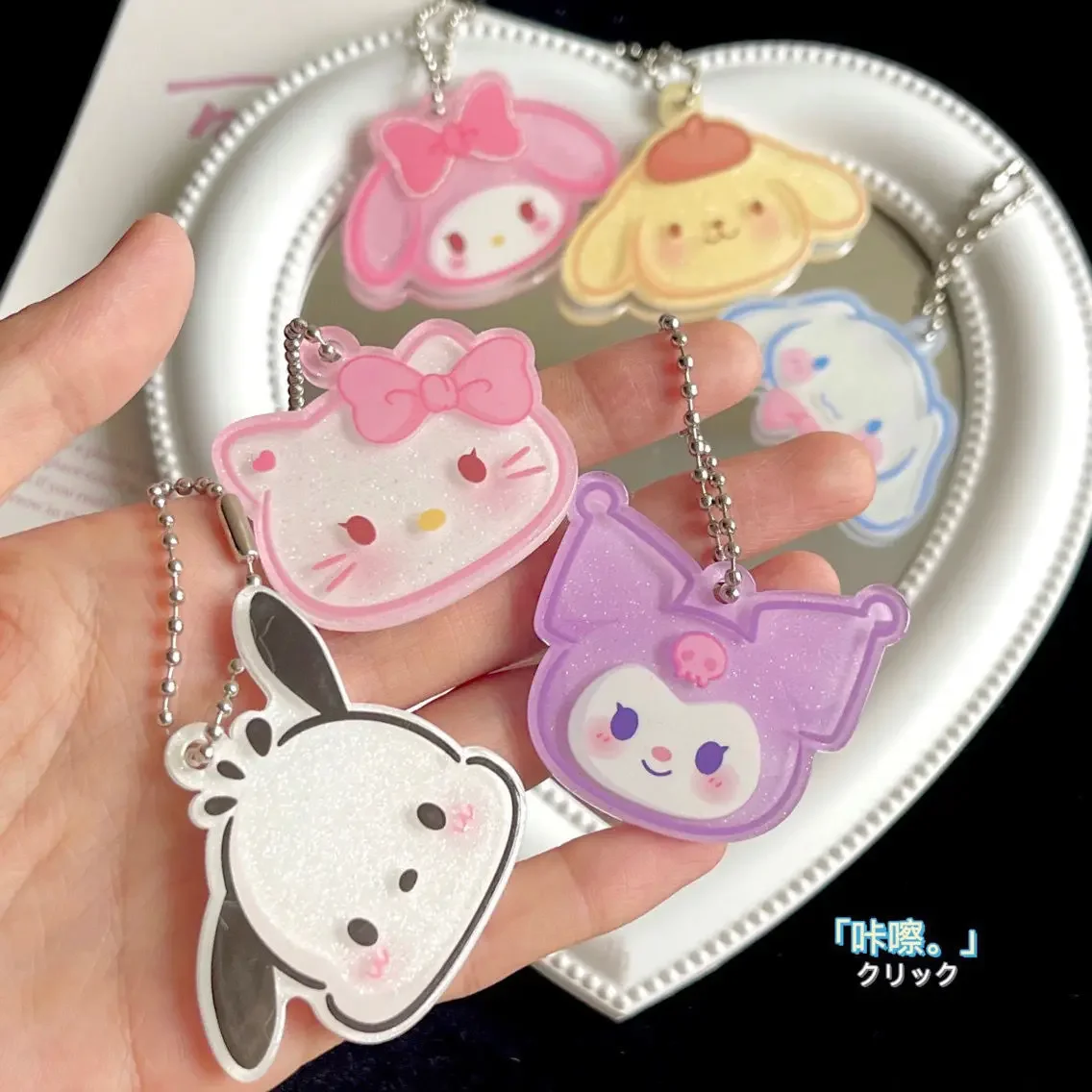 

Sanrio keychain cute and sweet girly heart Kuromi mymelody acrylic cartoon animation pendant bag accessories children's day gift