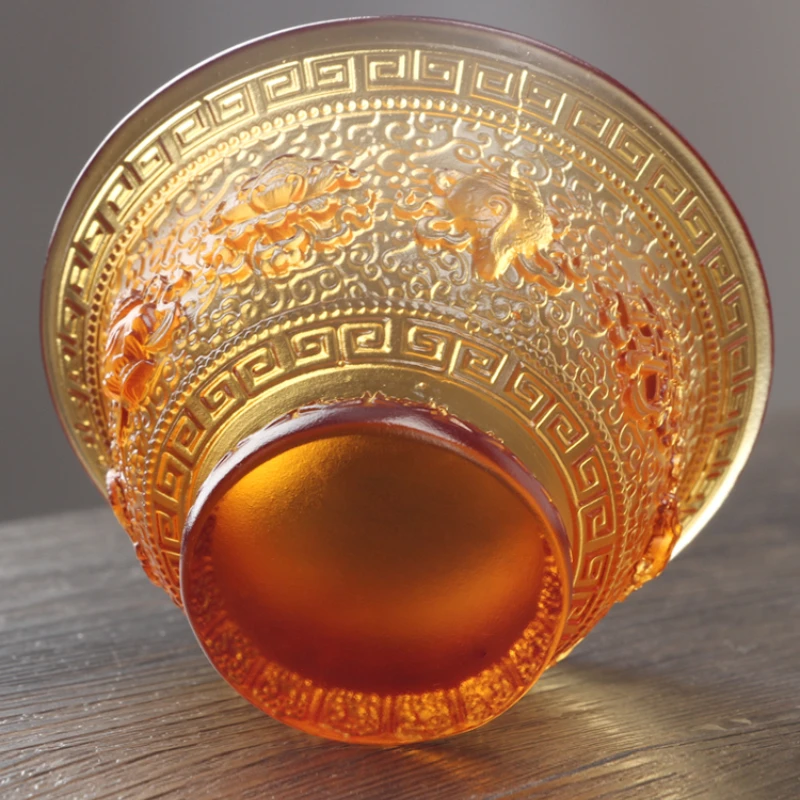 

Ancient French Glaze Auspicious Bowl Colorful Offering Water Bowl Buddha Front Water Cup Water Filter Jug Eight Offerings Bowl