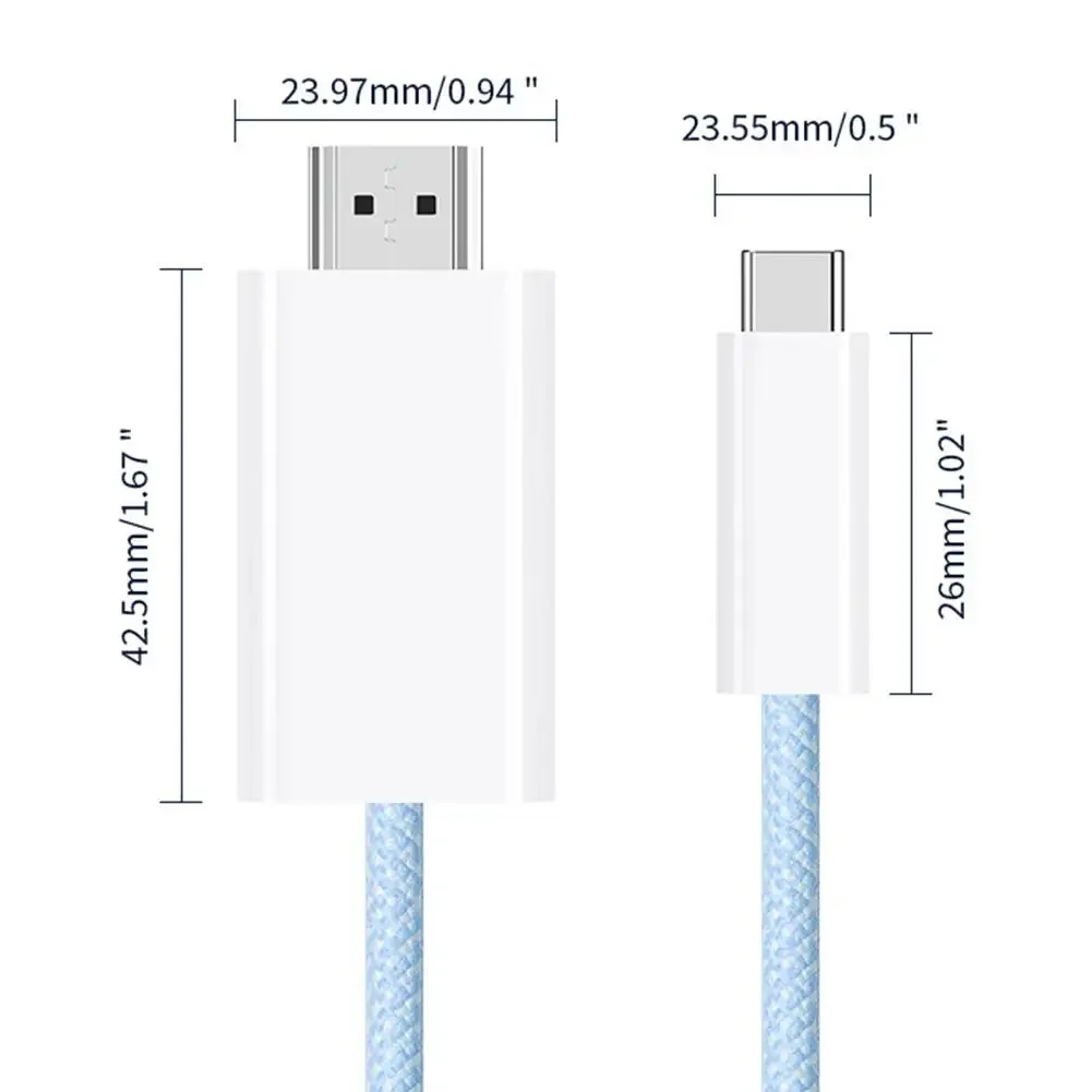 4K 60Hz/30Hz USB Type C To HDMI-Compatible Cable with PD 100W Thunderbolt 4/3 Compatible For iPhone 15 Air iPad Samsung HDTV hdmi cable hdmi adapter cable hdmi adapter usb adapter cable usb c to hdmi cable hdtv cable hdtv adapter cable typec to hdmi cable