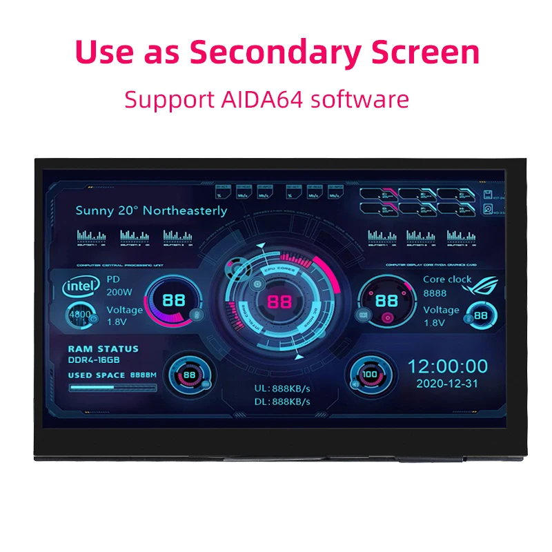 7 Inch Portable Display IPS LCD Capacitive Touch Screen 1024x600 Monitor Optional Speakers for Raspberry Pi 5 4B 3B+ Laptop PC 5