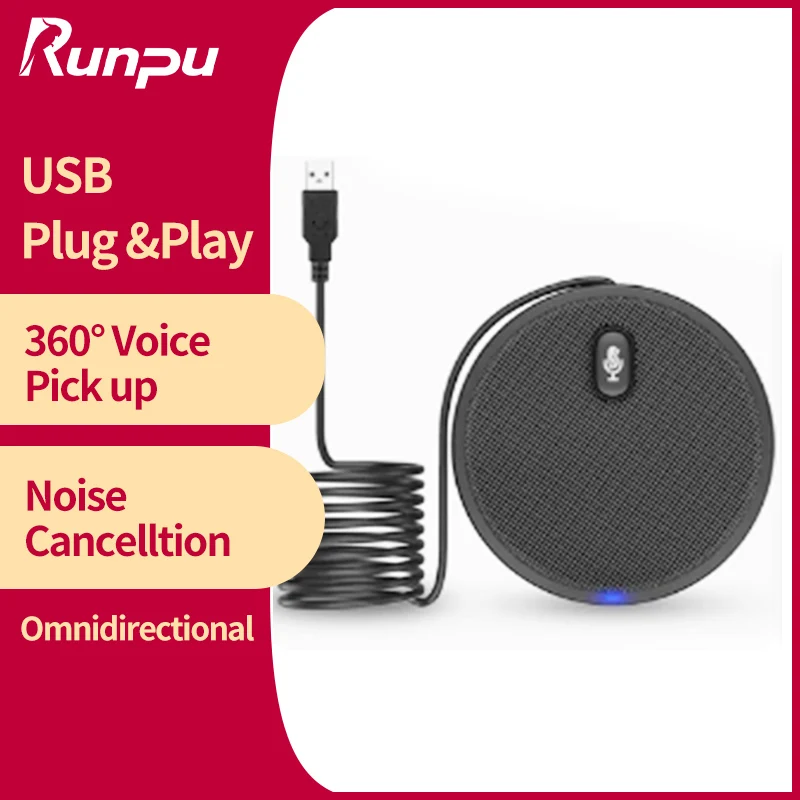 Runpu RP-M10S USB Omni-directional Condenser Microphone for Meeting Business Conference Computer Laptop PC Voice Chat Video Games Live