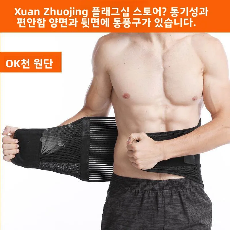 스포츠 요추 지지 벨트 탄력 압박 스틸 플레이트 지지 통기성 메쉬 피트니스 허리 트레이너 허리 통증 완화 밴드