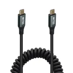 Coiled USB - C to USB - C Cable, 100W Fast Charging, 20Gbps Data Transfer, 8K HD Projection - 1.5m
