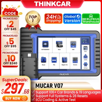MUCAR VO7 Professional Car Diagnostic Tools All System Automotive Obd2 Scanner OBD Scanner Auto Diagnóstico Codificação ECU Teste Ativo