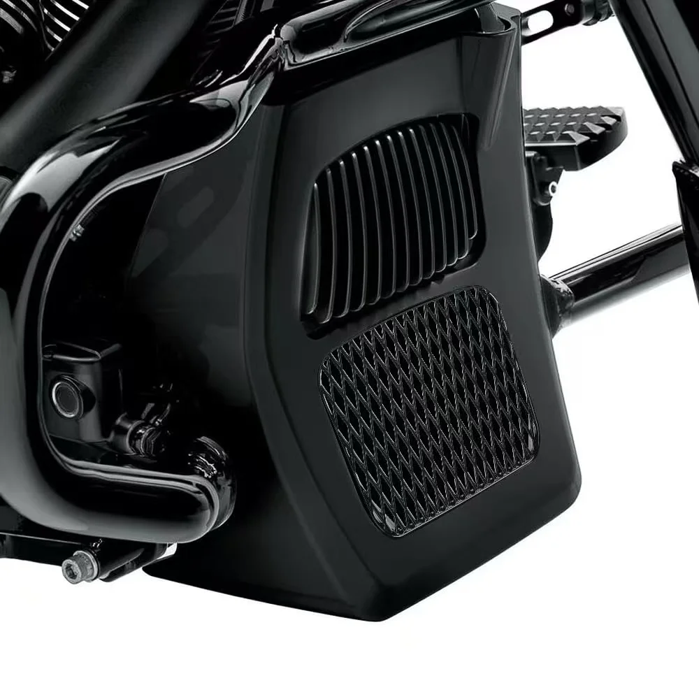 For Harley Road King Electra Street Glide FLHR FLTRX 17-Glossy Black Motorcycle Fairing Front Spoilers Radiator Chin Cover