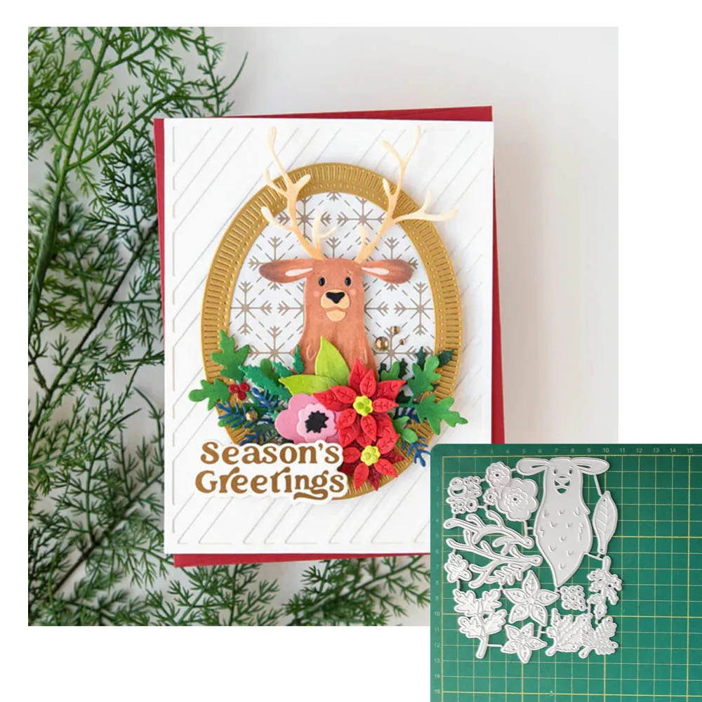 

Christmas moose metal cutting dies DIY scrapbook photo album paper card decorative crafts embossing mold