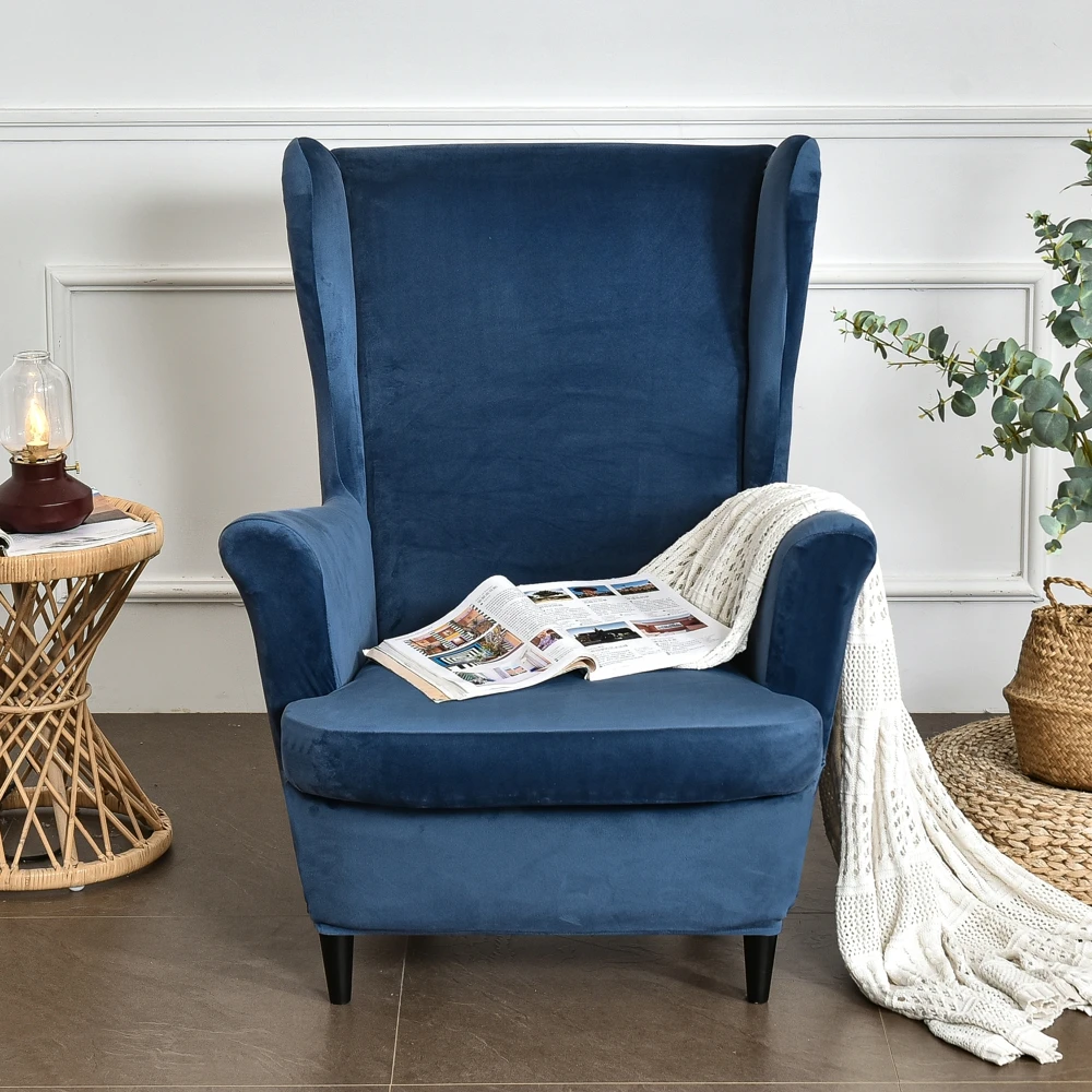 Navy Blue Velvet Wingback Chair seeds.yonsei.ac.kr