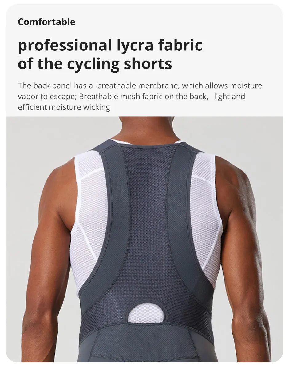 Description Picture 6 of itemCycling Bib Shorts Men Outdoor Wear Bike Cycling 6 Hours Padded Riding Bib Tights Bicycle Clothing