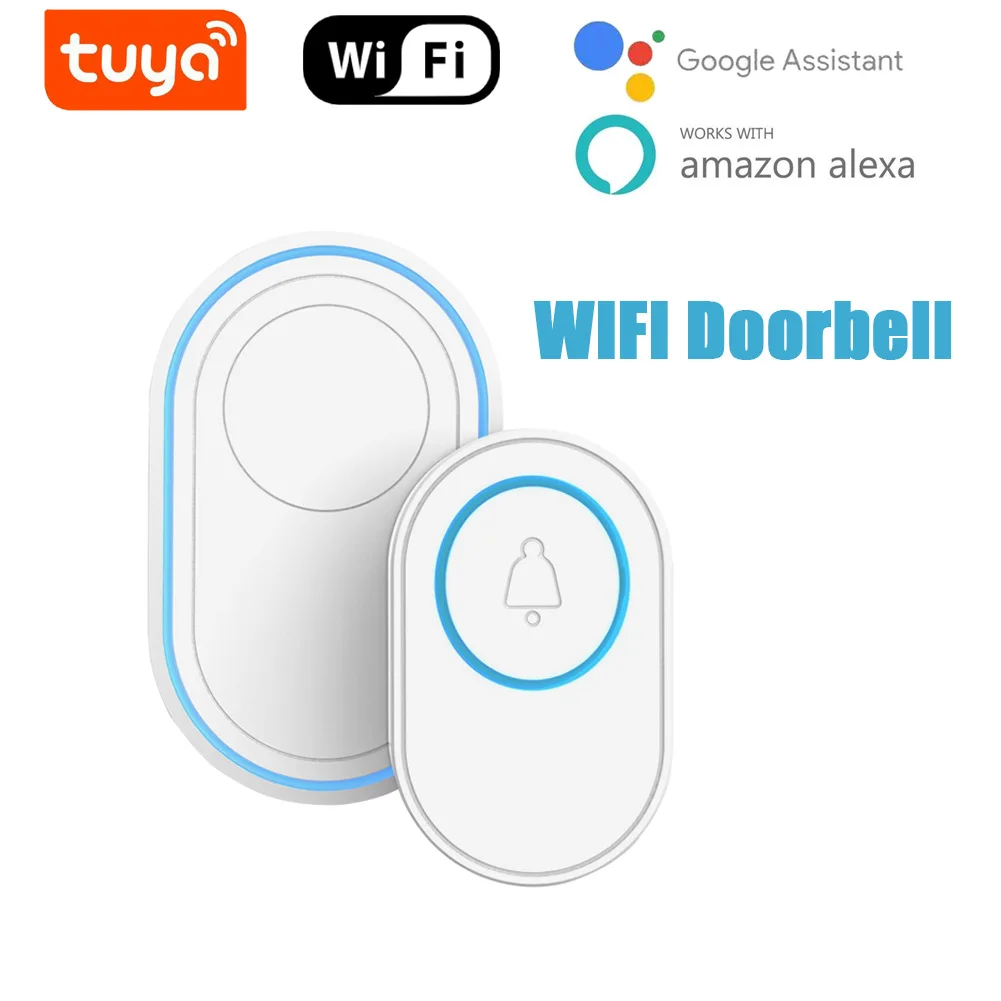 

Tuya Wifi Intelligent Doorbell Smart Home Wireless 433mhz Security Alarm System EU US UK 58 Sounds Welcome Doorbell Anti -theft