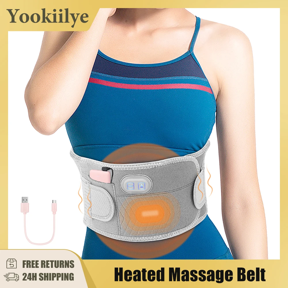 Electric Waist Massage Vibration for Back Period Cramp Massager Relieve Pain Belt Hot Compress Lumbar Spine Support Massageador electric heating waist massage belt far infrared vibration hot compress lumbar brace therapy massager back support massage belt