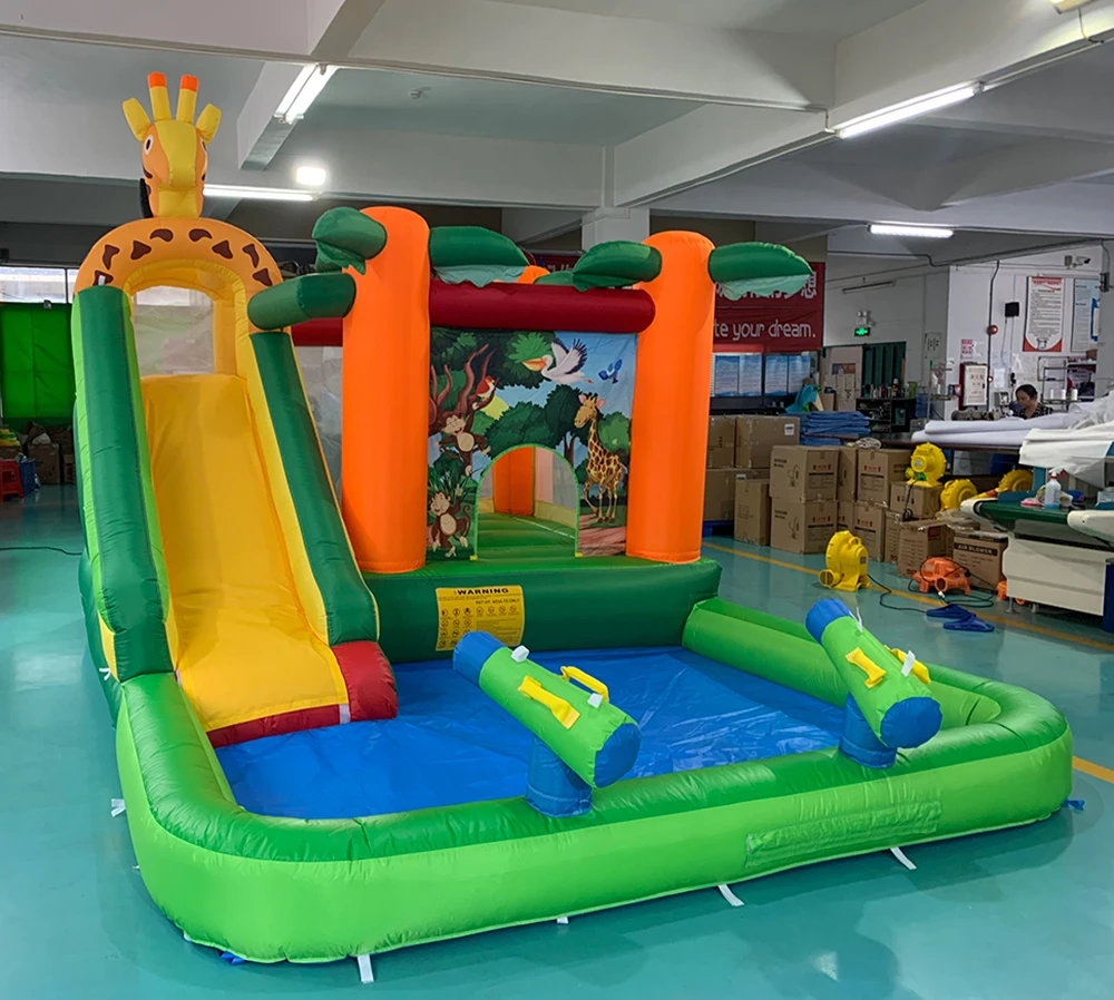 

YARD Giraffe 4*3*3M Inflatable Bounce House PVC/Nylon Jumping Castle For Kids Forest Theme Bouncy House With Blower Slide 8026