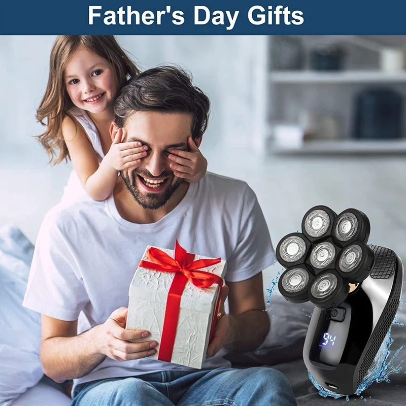 7D Electric Razor For Men, 5 In 1 Head Shavers For Bald Men, Electric Rotary Shaver Waterproof Grooming Kit Cordless